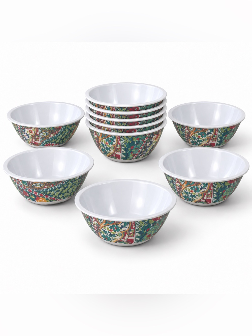 NEW Kenzie Home Set of 11 Melamine 5.5” Bowls Multicolor Paisley Floral  Cereal